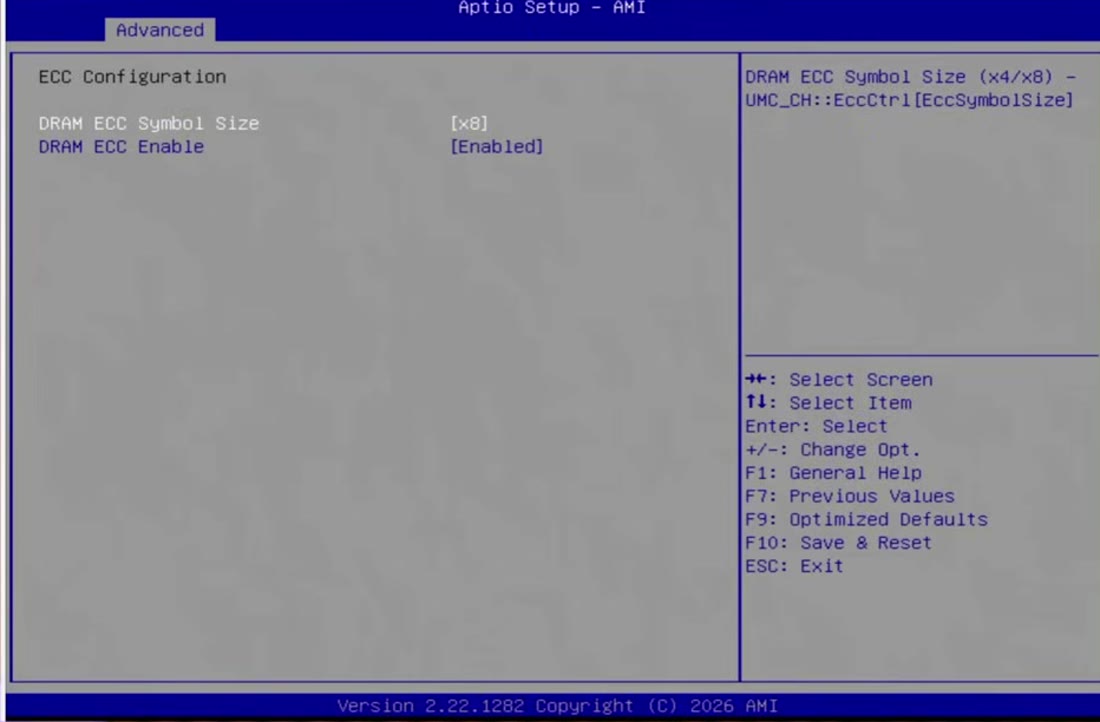 Der Beweis im BIOS: DRAM ECC Enable steht auf „Enabled“.