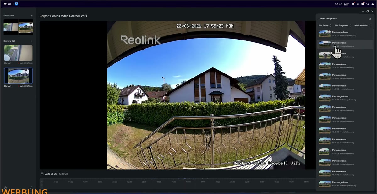 Die integrierte Surveillance Station mit Live-Bild und automatischer Ereigniserkennung.