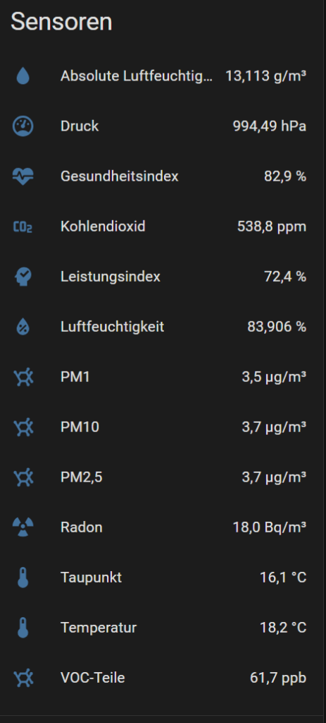 Radon Sensoren in Home Assistant integrieren Guide - Air-Q