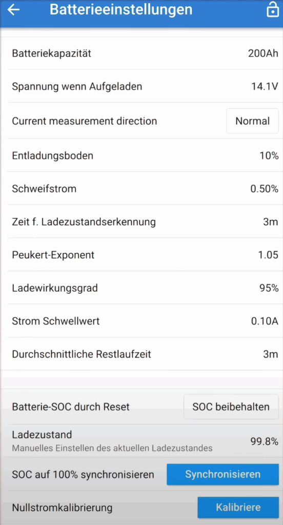 Victron SmartShunt installieren - Batterieeinstellungen