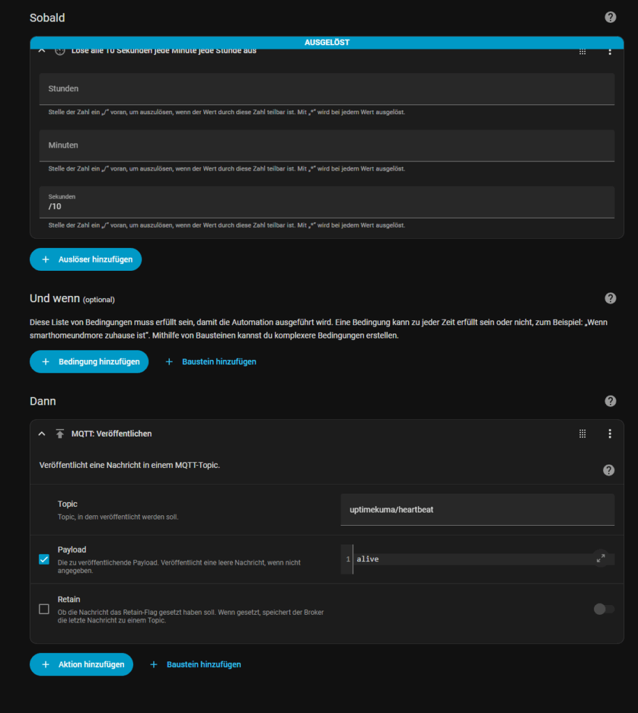 Uptime Kuma Home Assistant Automatisierung