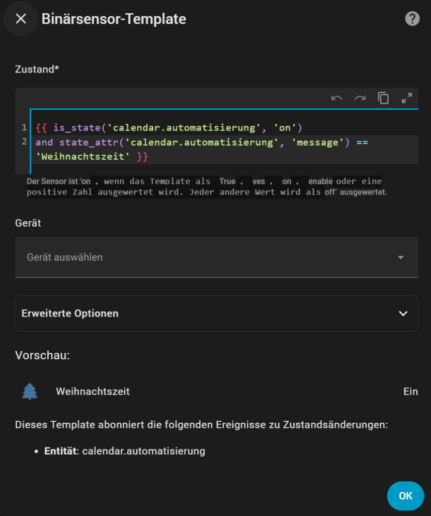 Binärer Template Sensor